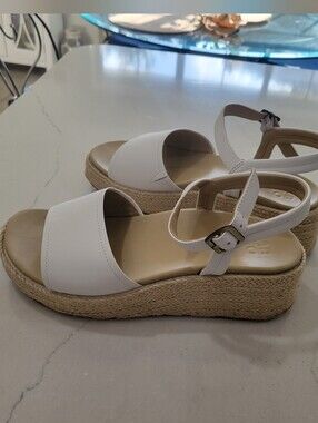 Abeo Solstice White Espadrille Platform Sandals with Ankle Strap 8.5